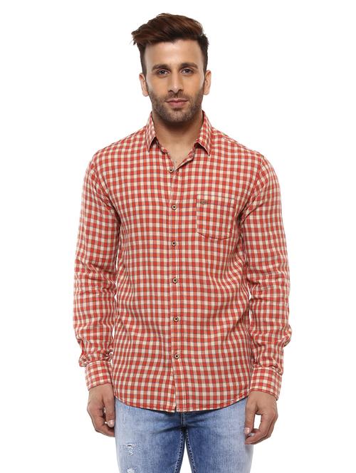 red cotton casual shirt - 14997188 - Standard Image - 1