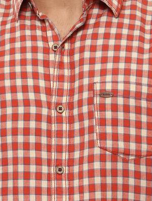red cotton casual shirt - 14997188 - Standard Image - 5