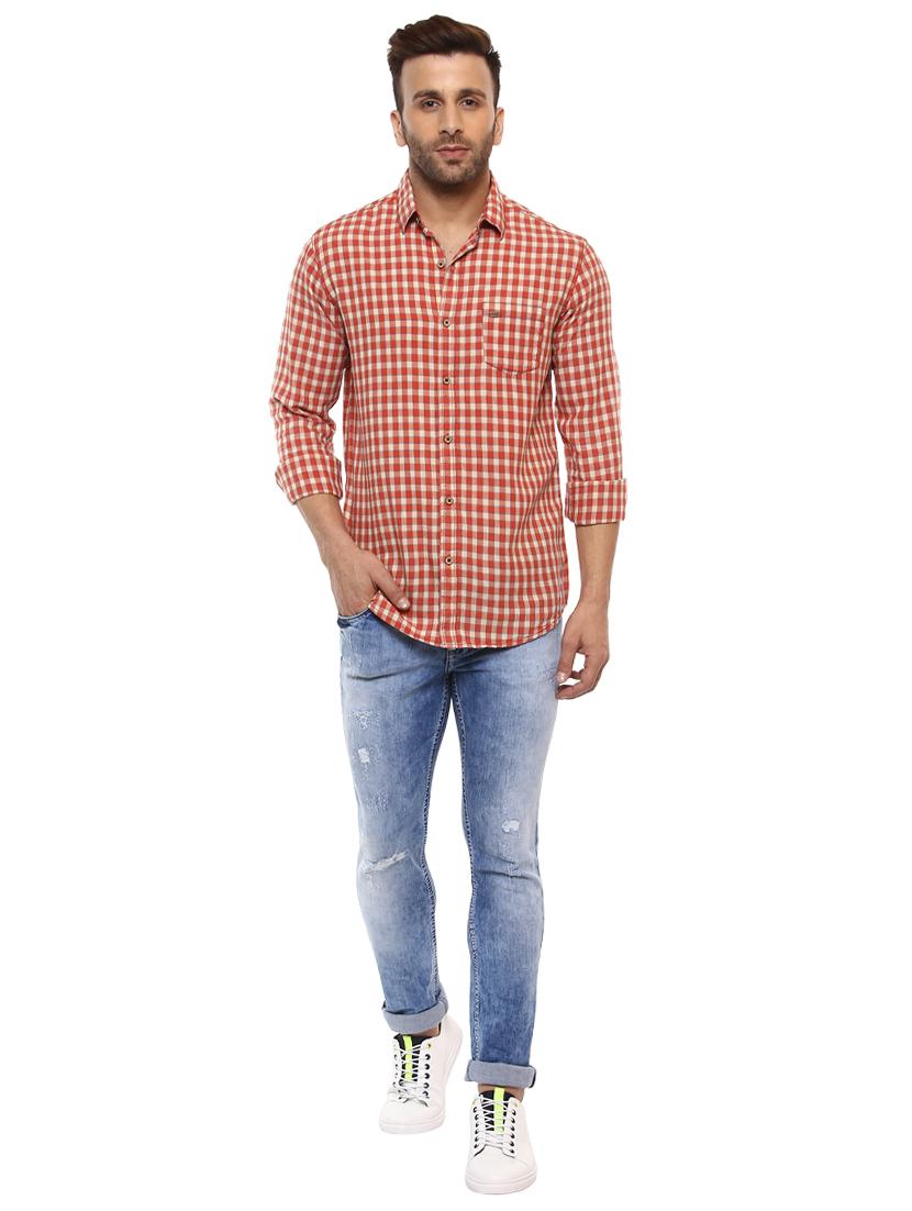 red cotton casual shirt - 14997188 - Zoom Image - 4