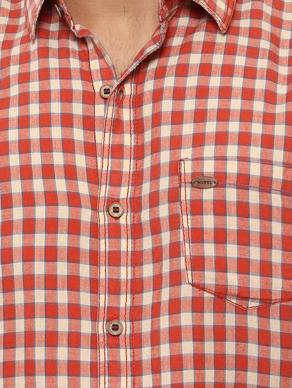 red cotton casual shirt - 14997188 - Zoom Image - 5