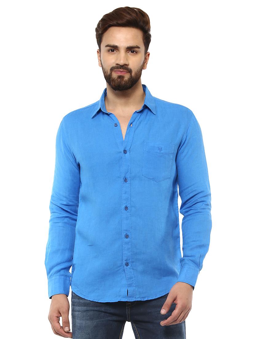 blue linen casual shirt - 14997383 - Zoom Image - 1