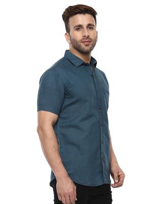 blue linen casual shirt - 14997518 - Standard Image - 2