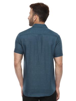 blue linen casual shirt - 14997518 - Standard Image - 3