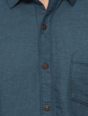 blue linen casual shirt - 14997518 - Standard Image - 5