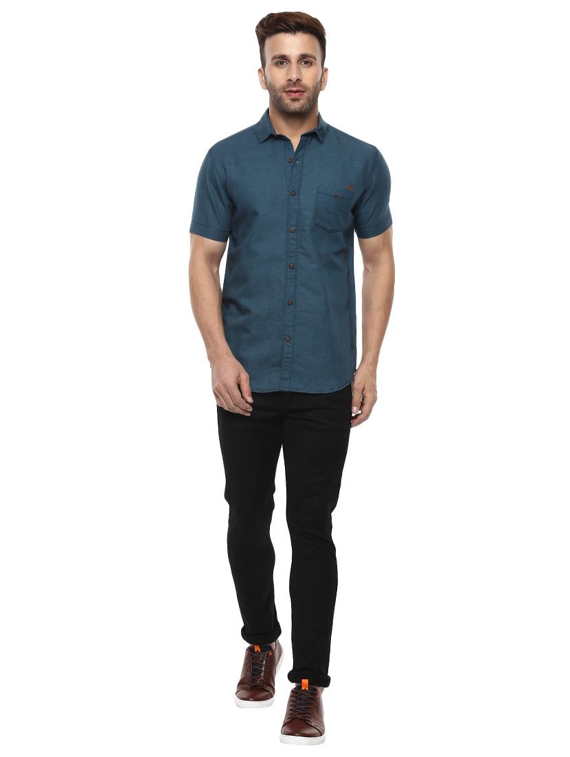 blue linen casual shirt - 14997518 - Zoom Image - 4