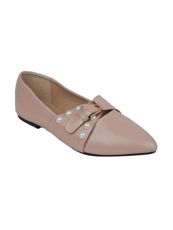 beige leatherette slip on ballerina - 14997707 - Zoom Image - 1