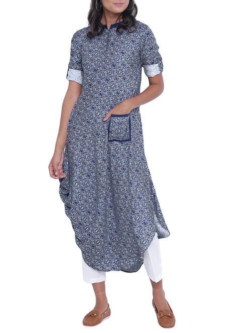blue kurta pant set - 14997733 - Very Small Image - 1