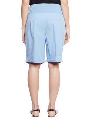 blue solid cotton maternity wear shorts - 14997776 - Standard Image - 3
