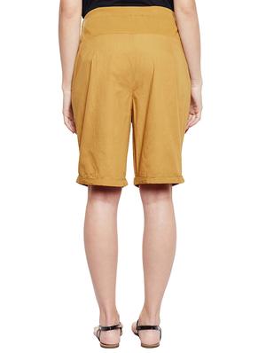 yellow solid cotton maternity wear shorts - 14997777 - Standard Image - 3