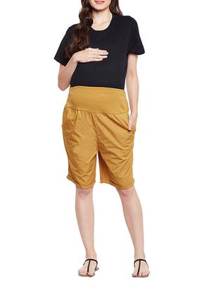 yellow solid cotton maternity wear shorts - 14997777 - Standard Image - 4