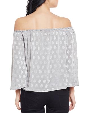 off shoulder jacquard top - 14997809 - Standard Image - 3