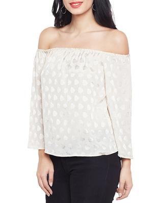 off shoulder jacquard top - 14997810 - Standard Image - 2