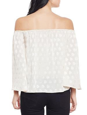 off shoulder jacquard top - 14997810 - Standard Image - 3