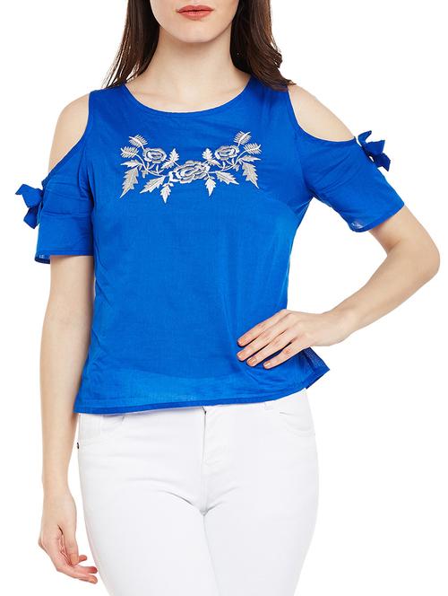 button up back embroidered top - 14997818 - Standard Image - 1