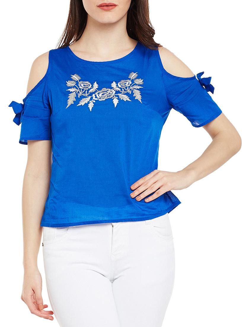 button up back embroidered top - 14997818 - Zoom Image - 1