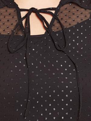 ruffled trim tie up neck plus top - 14997829 - Standard Image - 4