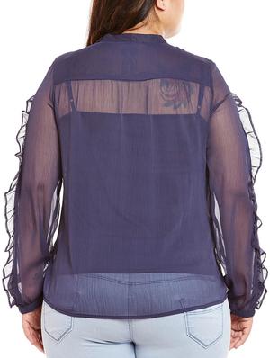 sheer ruffled plus top - 14997830 - Standard Image - 3