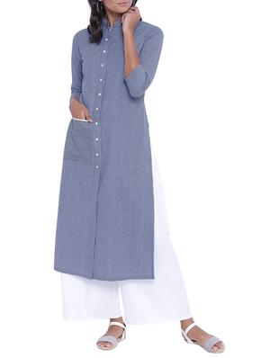 blue cotton kurta palazzo set - 14997856 - Standard Image - 1