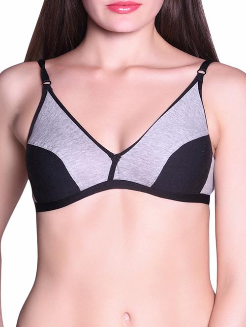 grey cotton bra - 14999104 - Standard Image - 1