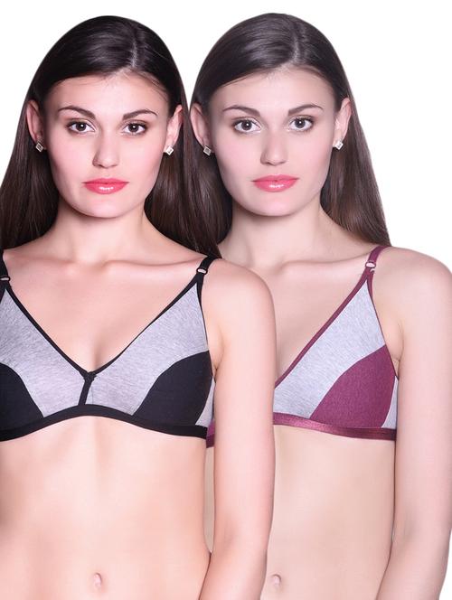 set of 2 multi colored cotton bra - 14999111 - Standard Image - 1