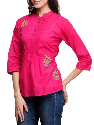 fuchsia designs pink cotton a-line kurti - 14999499 - Standard Image - 2