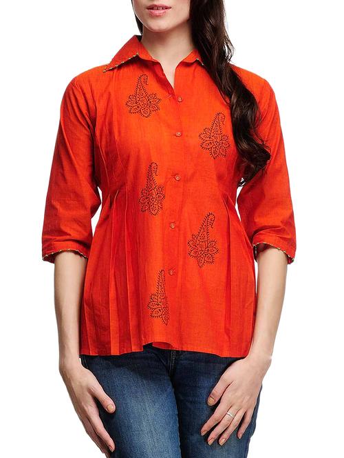 fuchsia designs red cotton straight kurti - 14999500 - Standard Image - 1