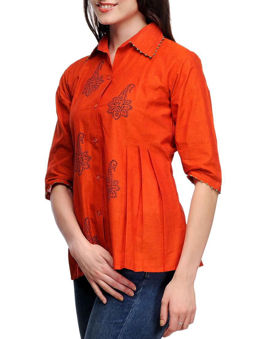 fuchsia designs red cotton straight kurti - 14999500 - Zoom Image - 2