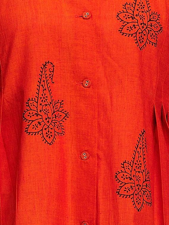 fuchsia designs red cotton straight kurti - 14999500 - Zoom Image - 4