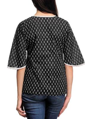 fuchsia designs black cotton straight kurti - 14999501 - Standard Image - 3