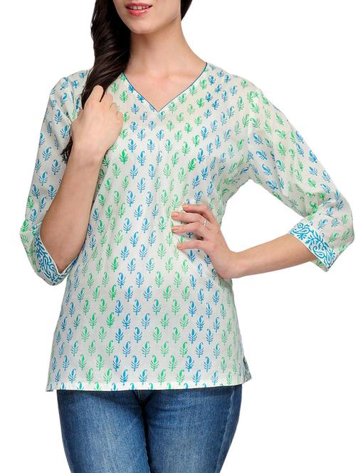 fuchsia designs cream cotton straight kurti - 14999502 - Standard Image - 1