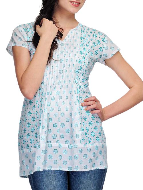 fuchsia designs white cotton a-line kurti - 14999503 - Standard Image - 1