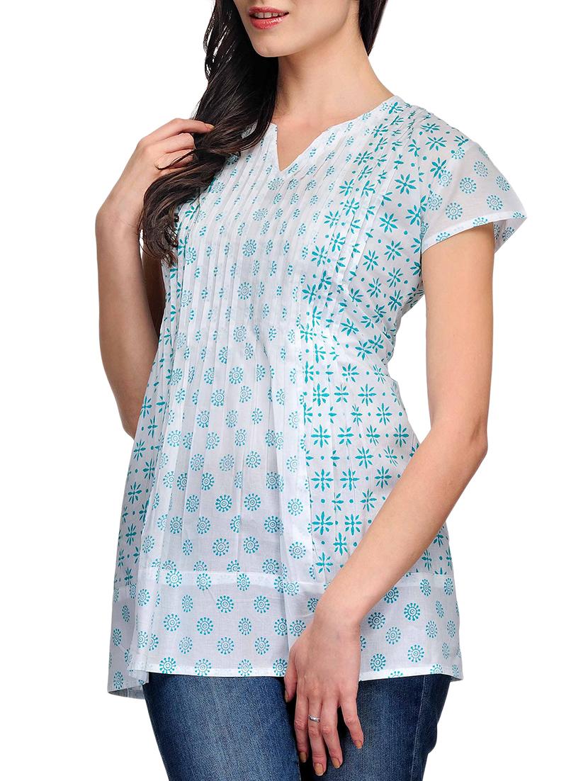 fuchsia designs white cotton a-line kurti - 14999503 - Zoom Image - 2