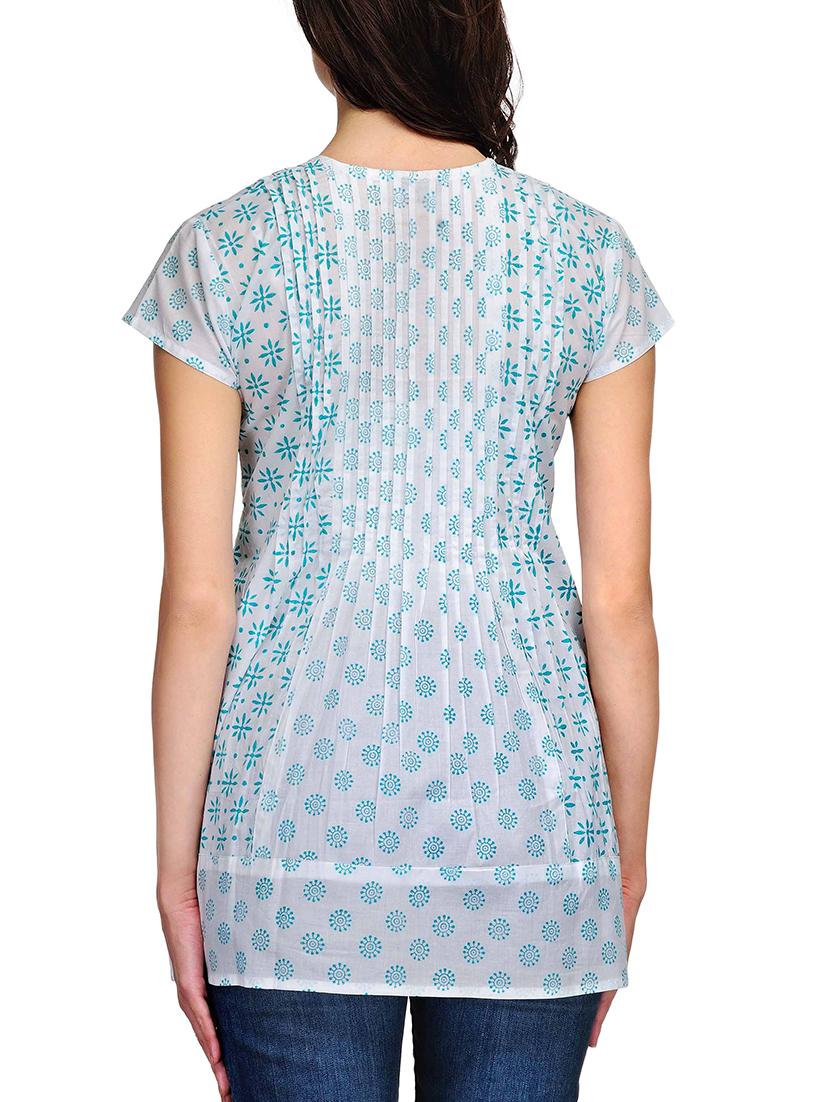 fuchsia designs white cotton a-line kurti - 14999503 - Zoom Image - 3
