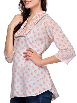 fuchsia designs white cotton straight kurti - 14999512 - Standard Image - 2