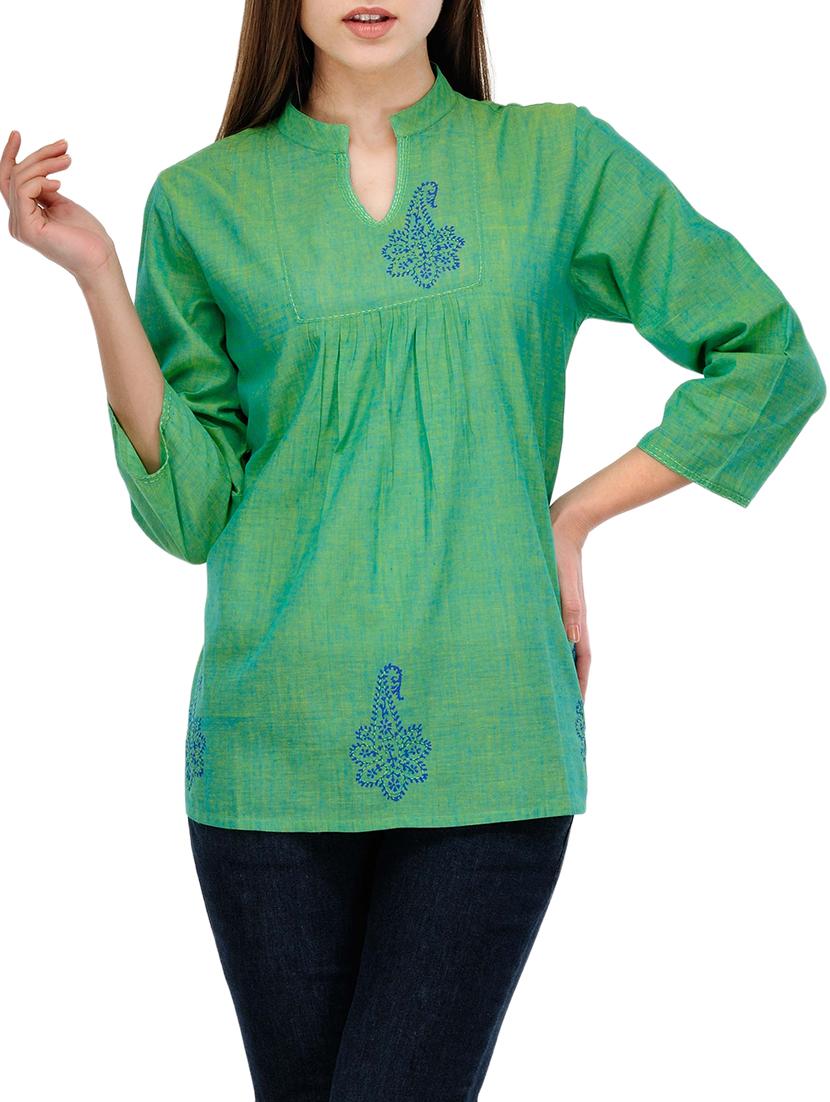 fuchsia designs green cotton straight kurti - 14999518 - Zoom Image - 1