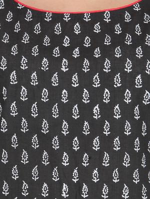 black color cotton straight kurti - 14999519 - Standard Image - 4