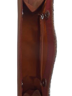 brown silk ethnic clutch - 14999835 - Standard Image - 3