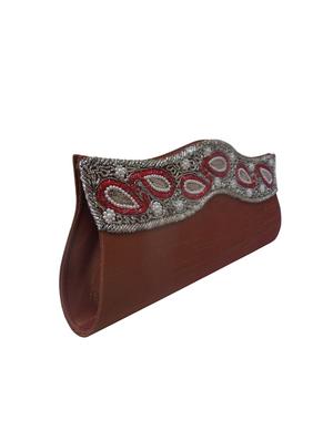 brown silk ethnic clutch - 14999835 - Standard Image - 4