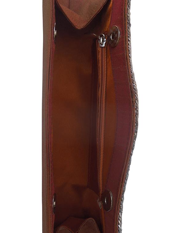 brown silk ethnic clutch - 14999835 - Zoom Image - 3