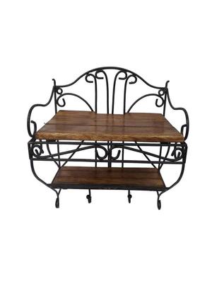 wooden & iron beautiful design set top box wall shelf - 15000040 - Standard Image - 2