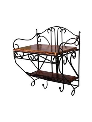 wooden & iron beautiful design set top box wall shelf - 15000040 - Standard Image - 3
