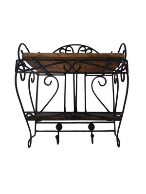 wooden & iron beautiful design set top box wall shelf - 15000040 - Standard Image - 4