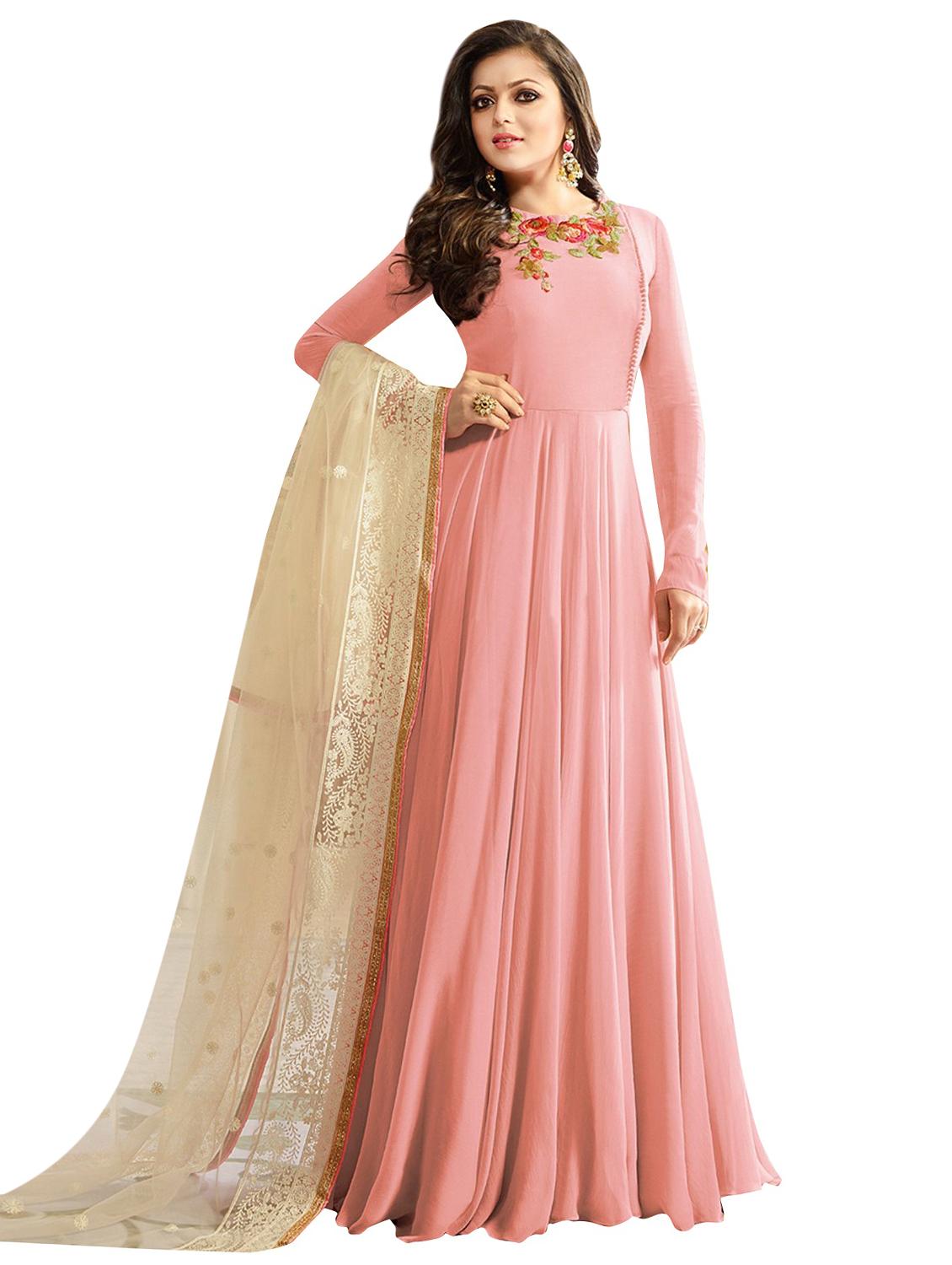 pink anarkali suit semi-stitched suit - 15000104 - Zoom Image - 1