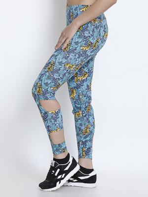 blue printed cotton track pant - 15000510 - Standard Image - 2