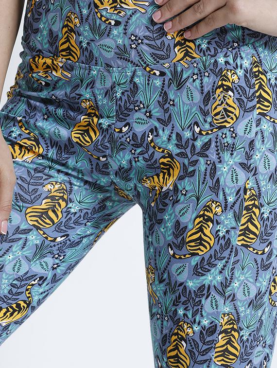blue printed cotton track pant - 15000510 - Zoom Image - 4