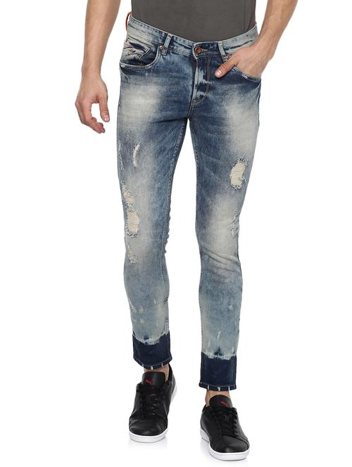 blue heavy washed ripped denim jeans - 15000627 - Standard Image - 1