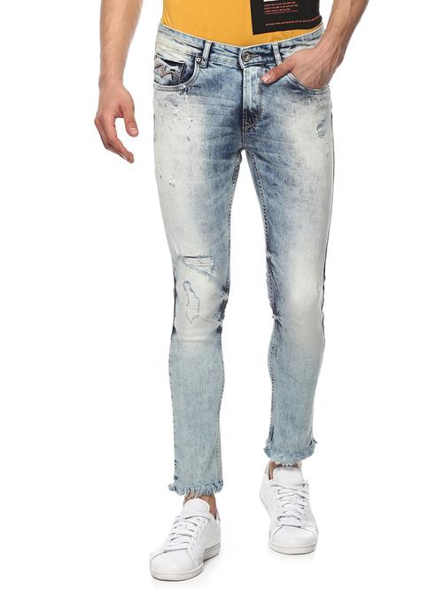 blue heavy washed ripped denim jeans - 15000628 - Standard Image - 1