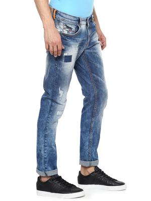 blue heavy washed patched denim jeans - 15000637 - Standard Image - 2