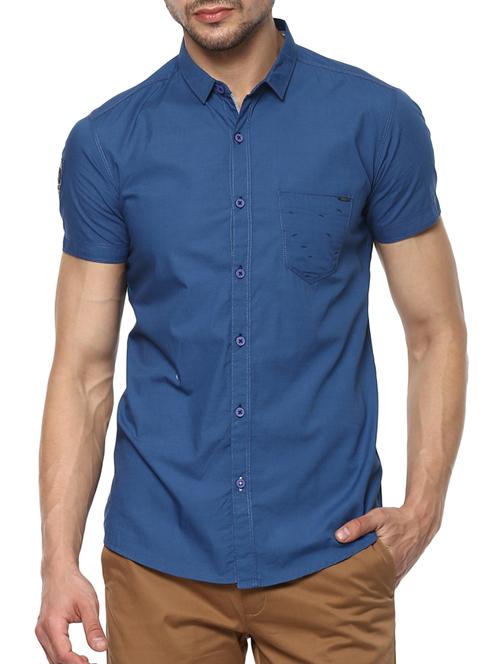 blue cotton casual shirt - 15000722 - Standard Image - 1