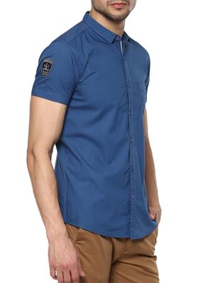 blue cotton casual shirt - 15000722 - Standard Image - 2